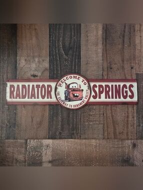 New DISNEY Store Pixar Open Road Brand Tin Metal Sign Wall Decor Cars Mater 22"
